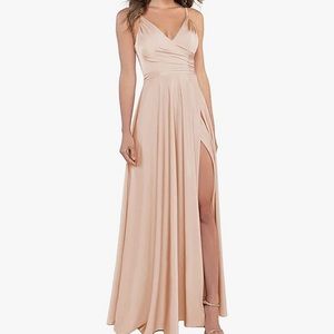 Rose gold satin bridesmaids dress